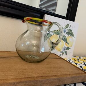 Beautiful crafted Mexican hand blown glass pitcher